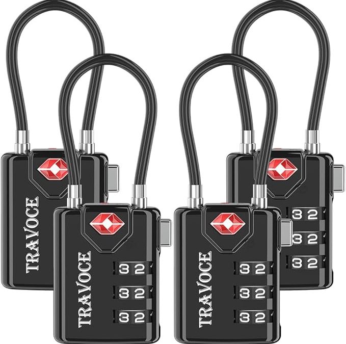 Search Alert TSA Approved Travel Combination Luggage Cable Locks for Suitcase, Gym Locker,Toolbox,Backpack 1,2,4,6 &10 pk